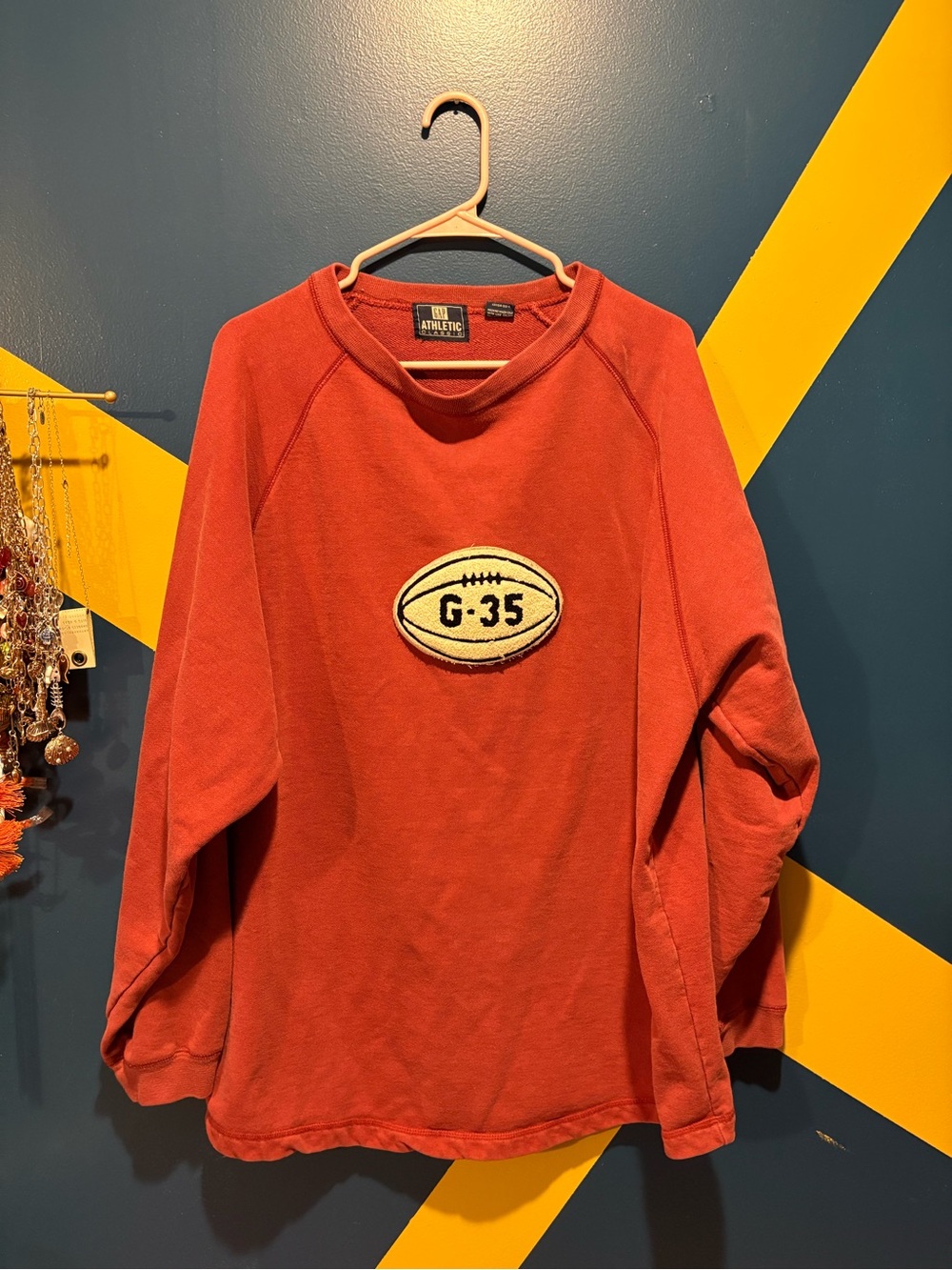 GAP Athletic Classis Red Football Patch Tunic Sweater EUC